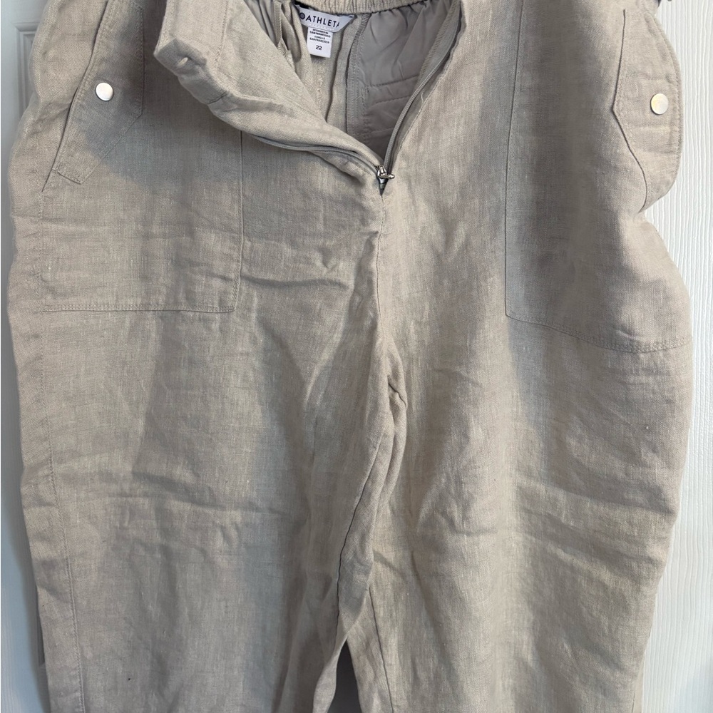 Athleta Natural Linen Jumpsuit with Zipper